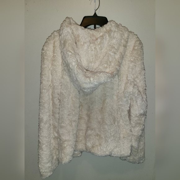 Joseph Ribkoff - lvory Faux Fur Zip-Up Hooded Jacket w/ Front Embellishments - Picture 4 of 11